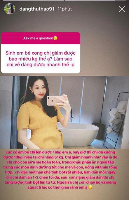 Hoa hậu Thu Thảo vừa tiết lộ bí quyết giảm cân sau sinh 
