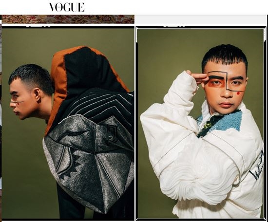 Hình ảnh của chàng stylist trẻ xuất hiện trên Vogue với phong cách cá tính được trang điểm theo layout độc đáo.